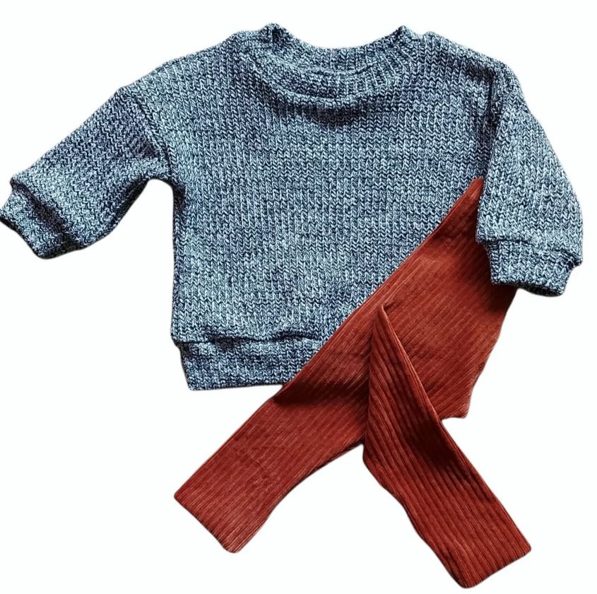 Trui big knit grijs/zwart