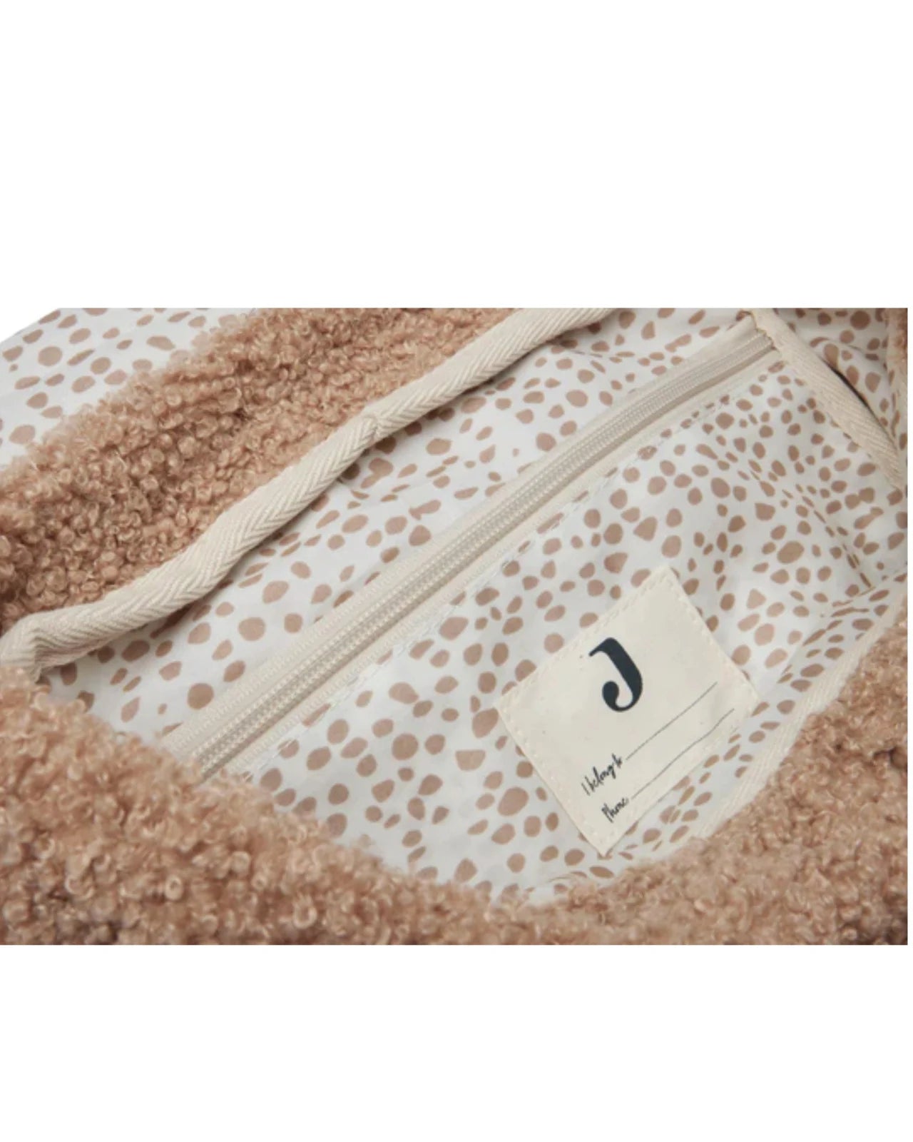 Jollein teddy rugtas Biscuit  met geborduurde naam