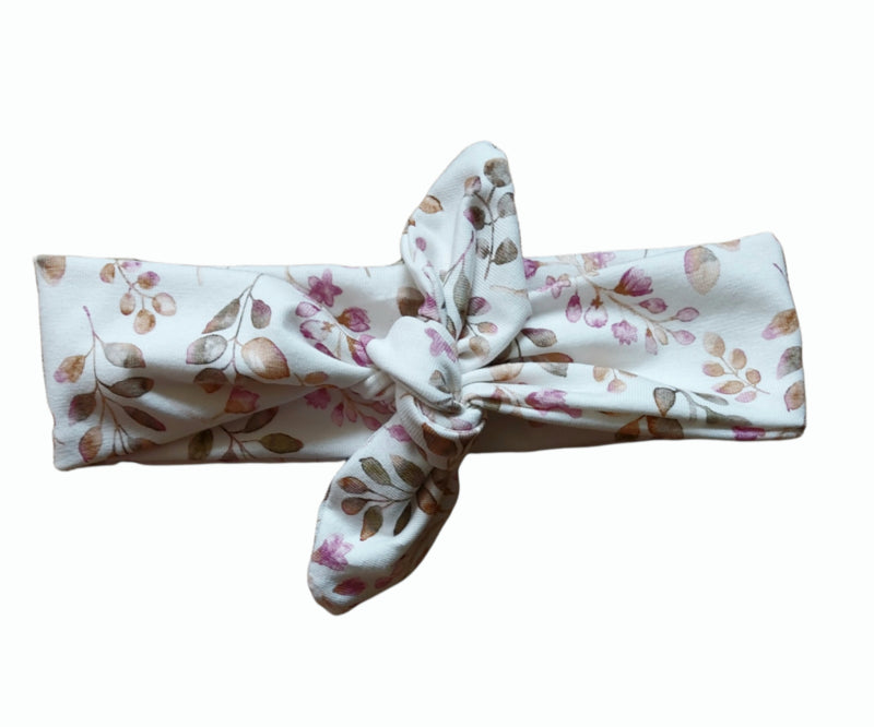 Knoophaarbandje bladeren oud mauve