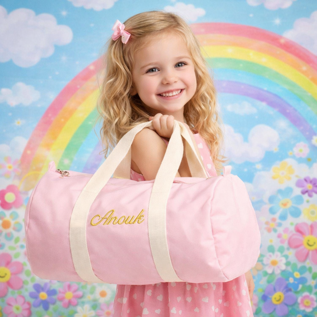 reistas rose met geborduurde naam