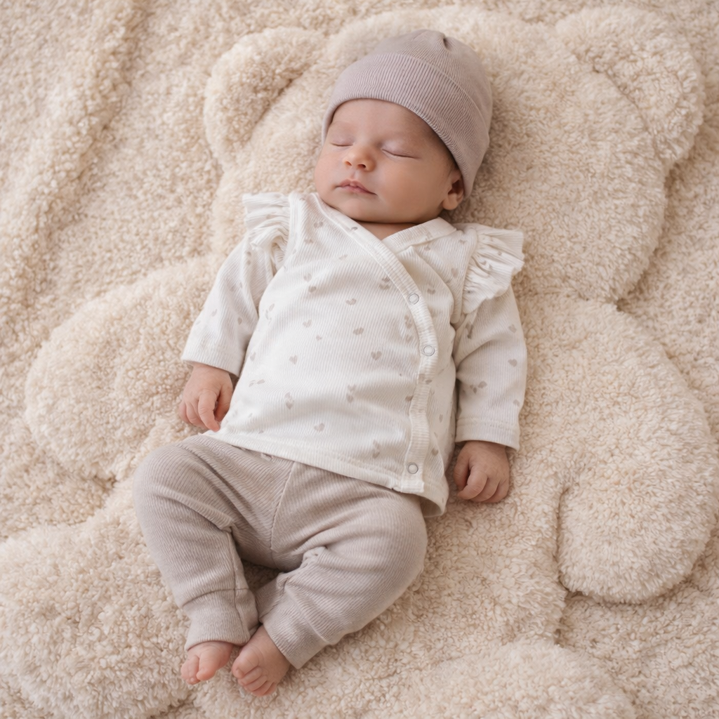 newborn setje hartjes beige