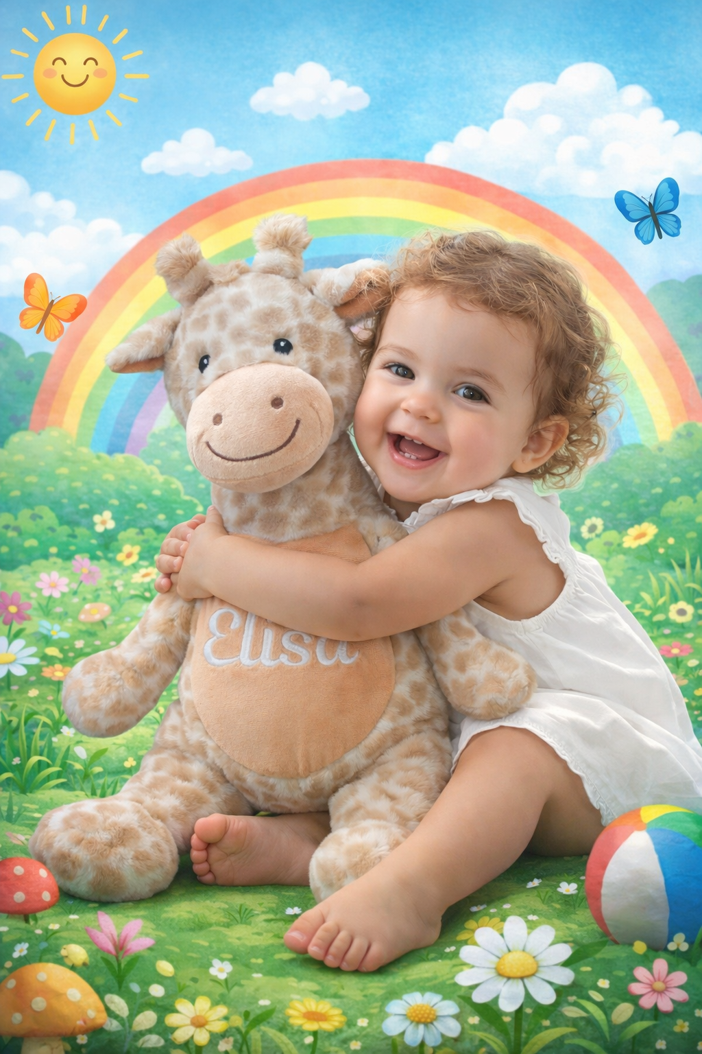 Giraffe 42cm met geborduurde naam