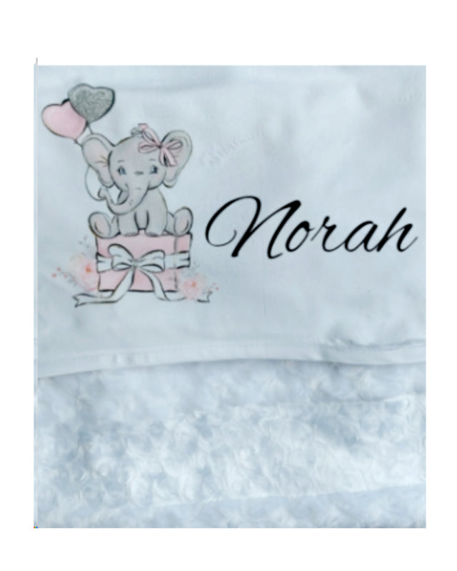 Deken olifant rose met naam