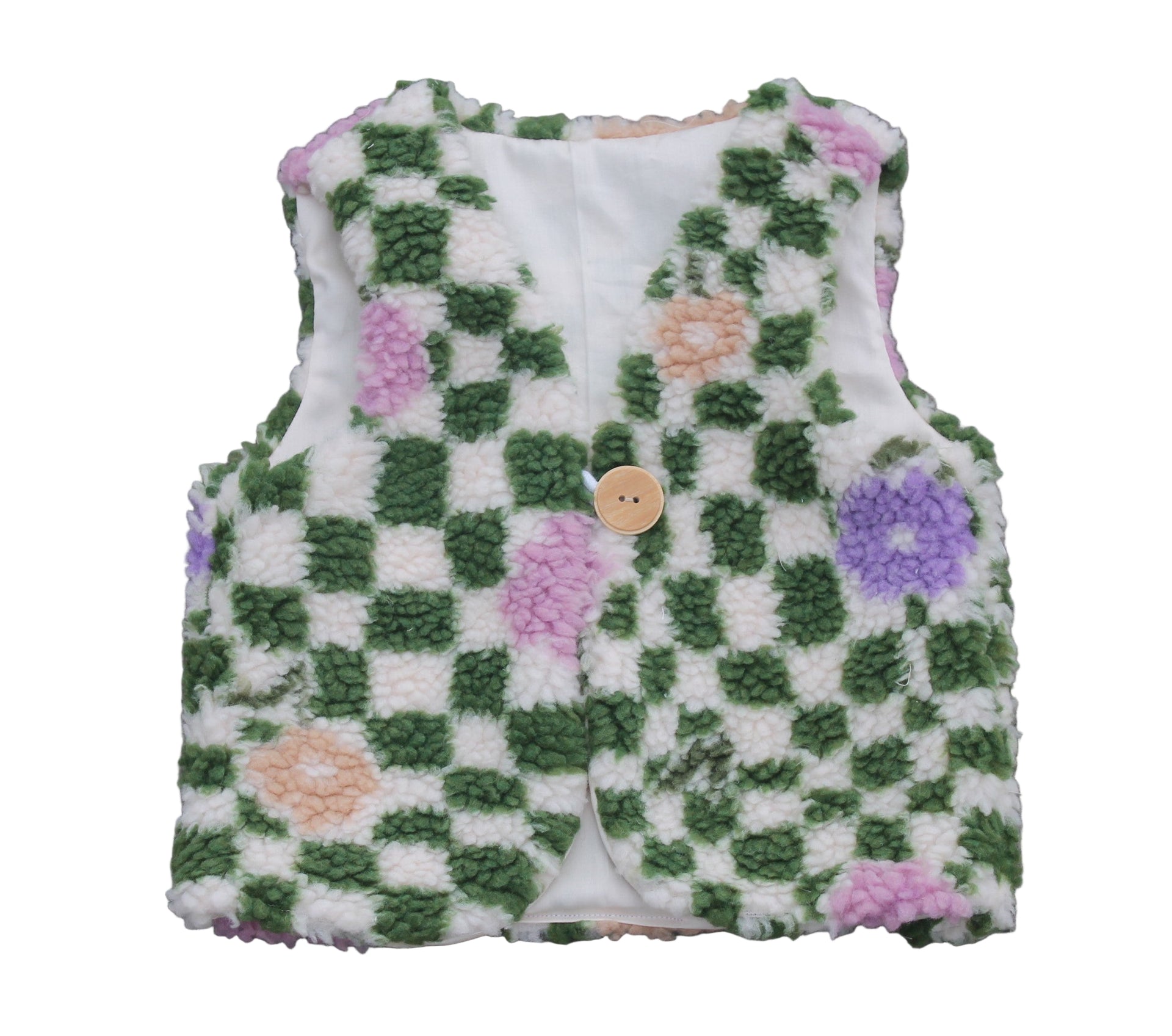 teddy gilet bloem olijf