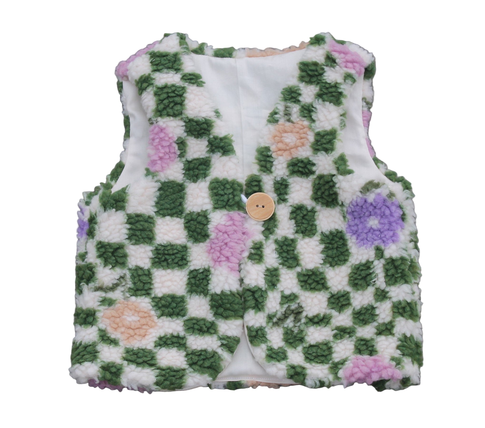 teddy gilet bloem olijf