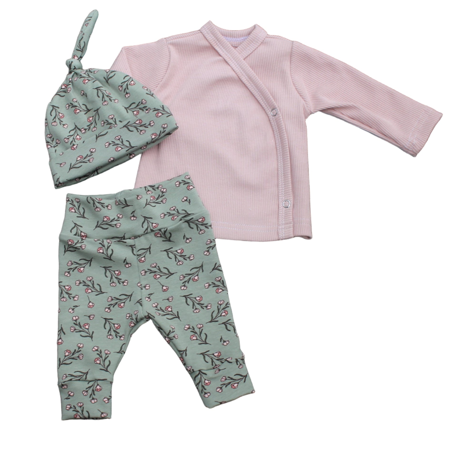 newborn setje floral olijf