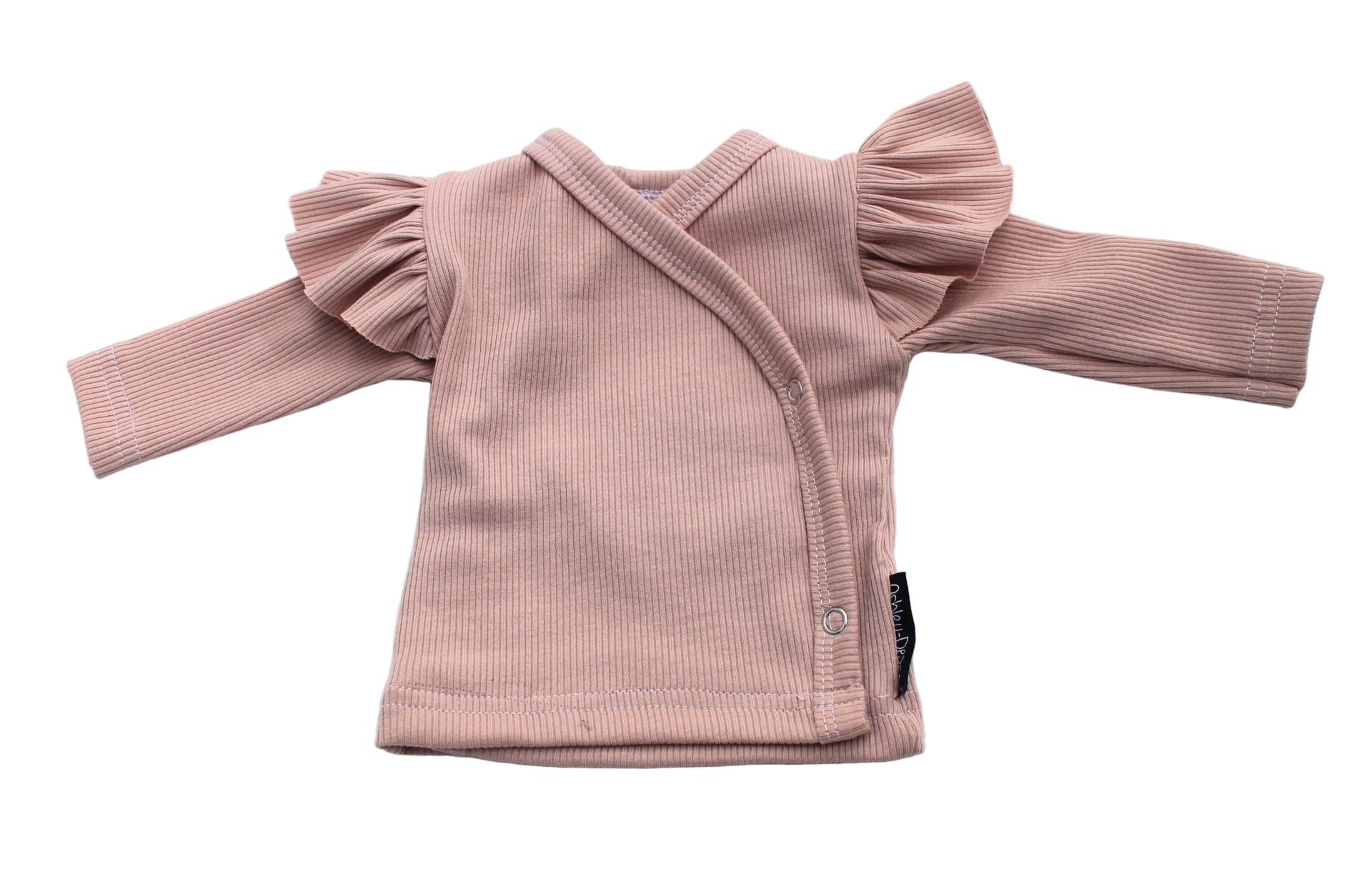 overslagshirt rib nude ruffle