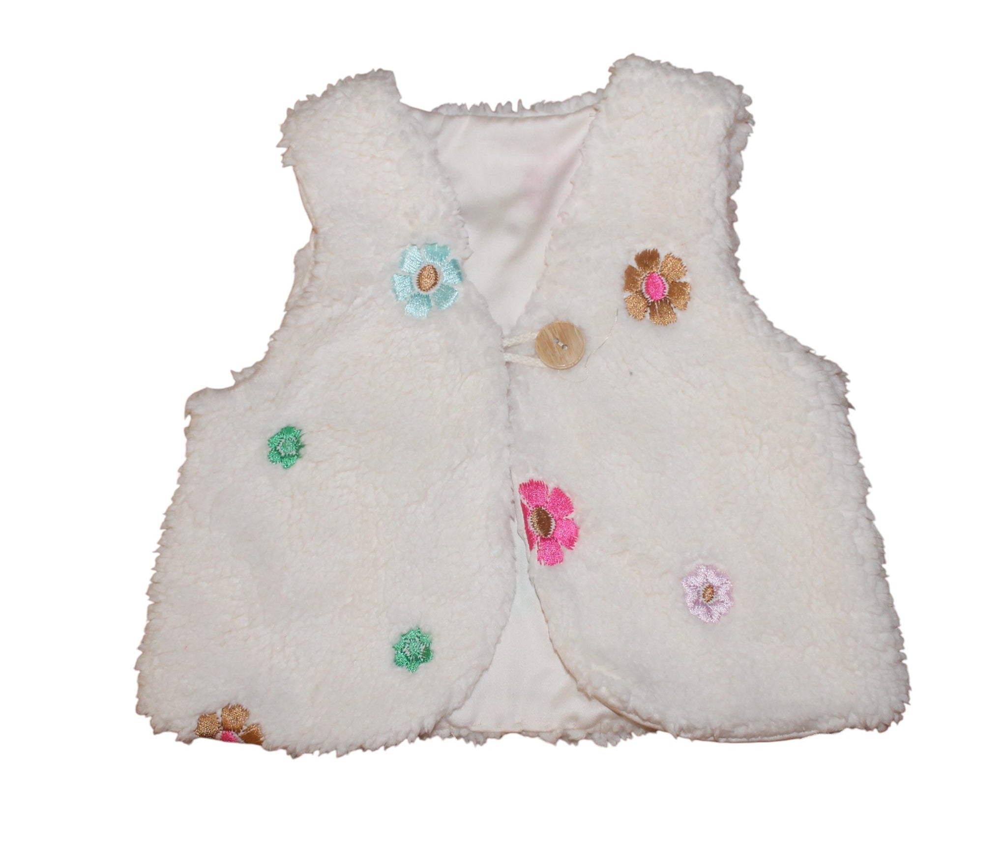 teddy gilet geborduurde bloemetjes 