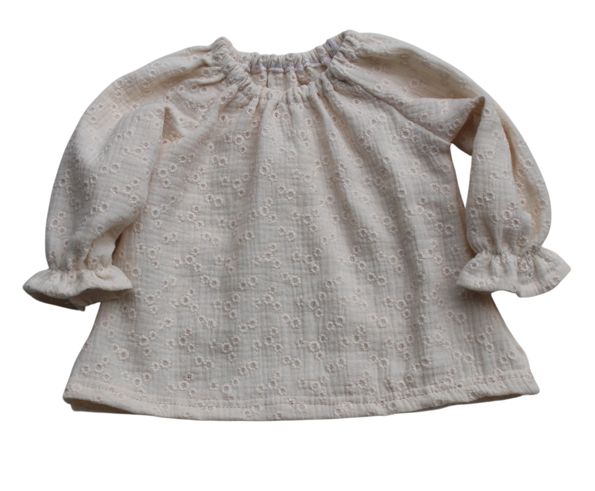 Broderie blouse met geborduurde bloemetjes naturel