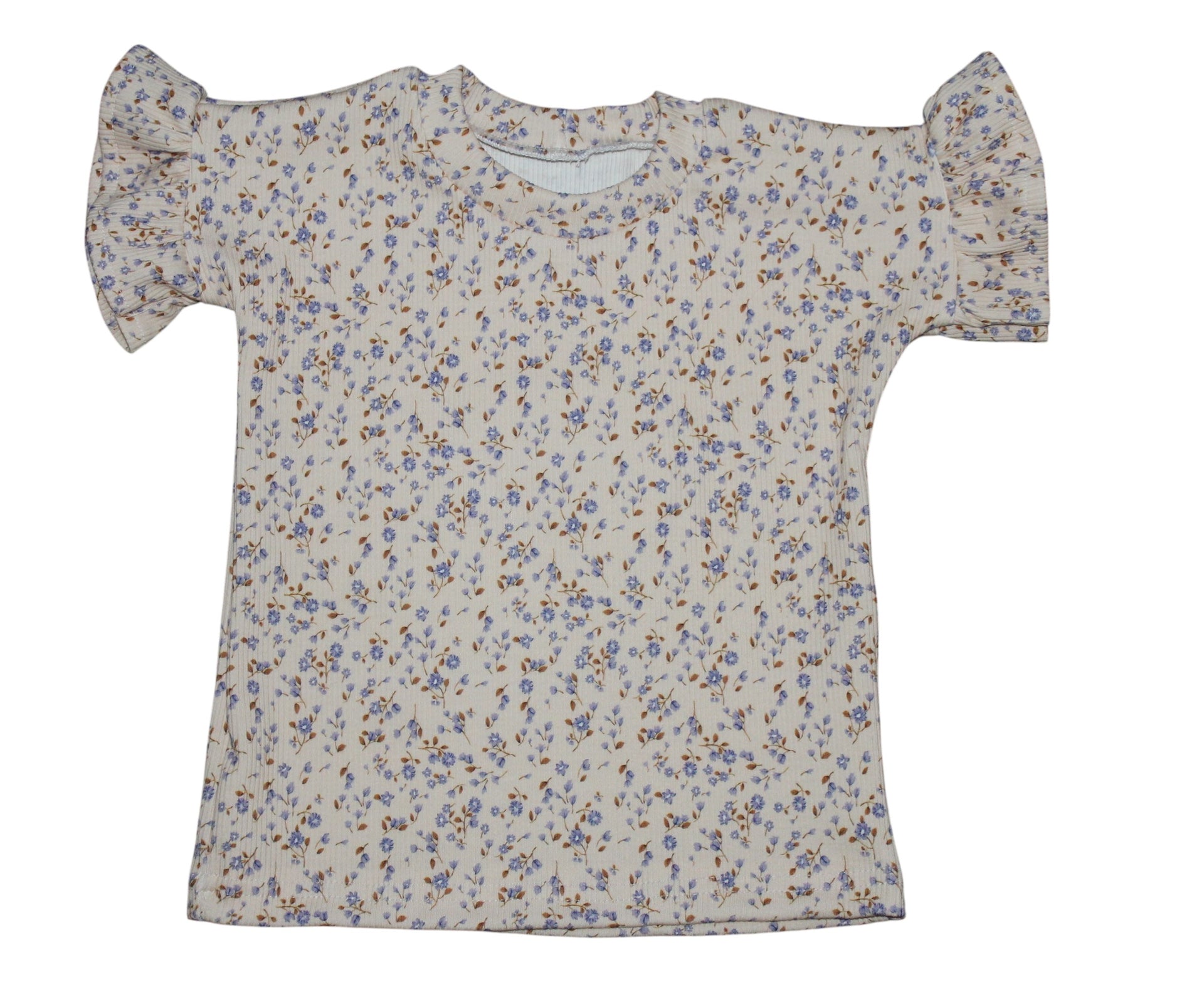 ruffle shirt rib blauw bloem