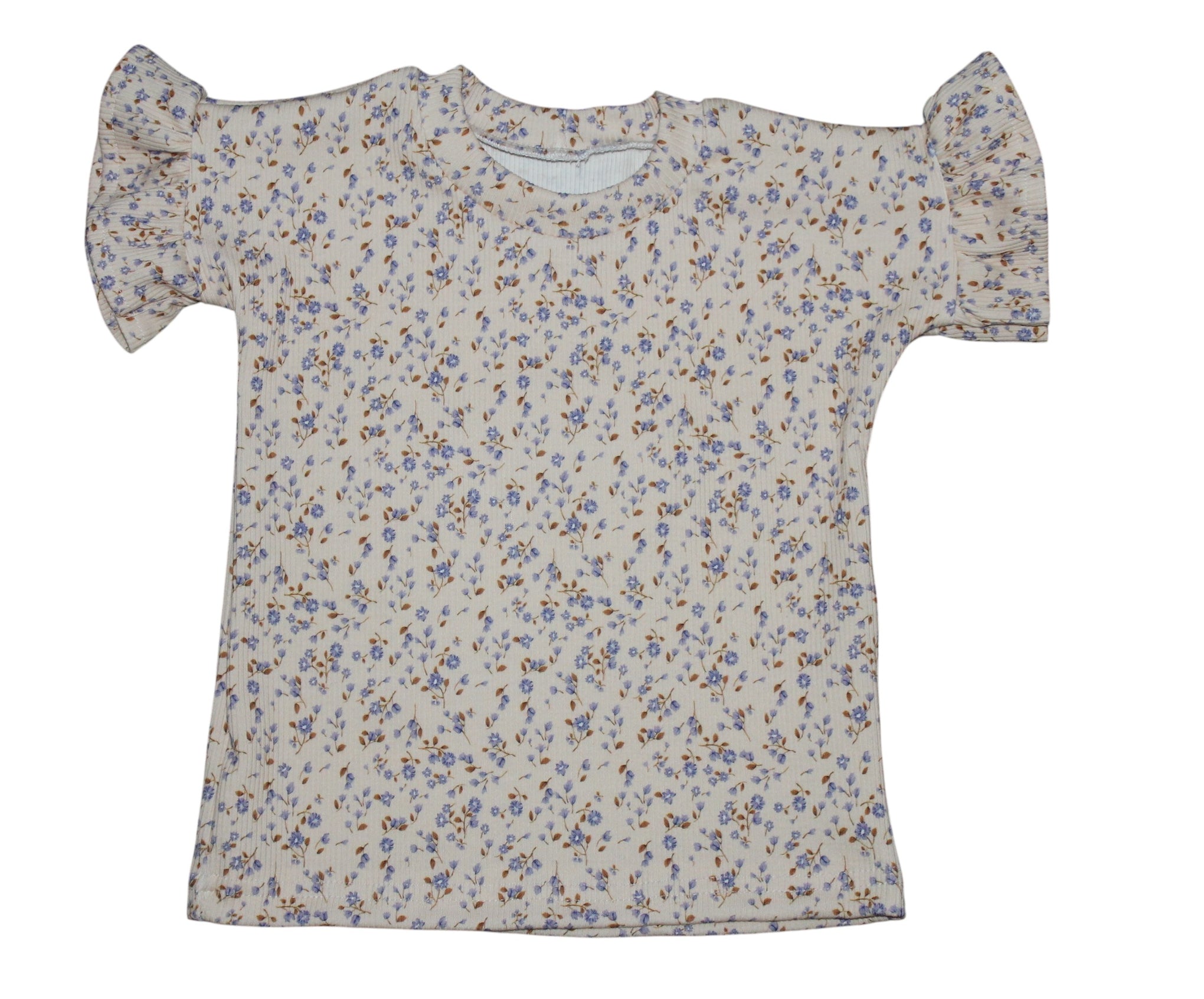 ruffle shirt rib blauw bloem