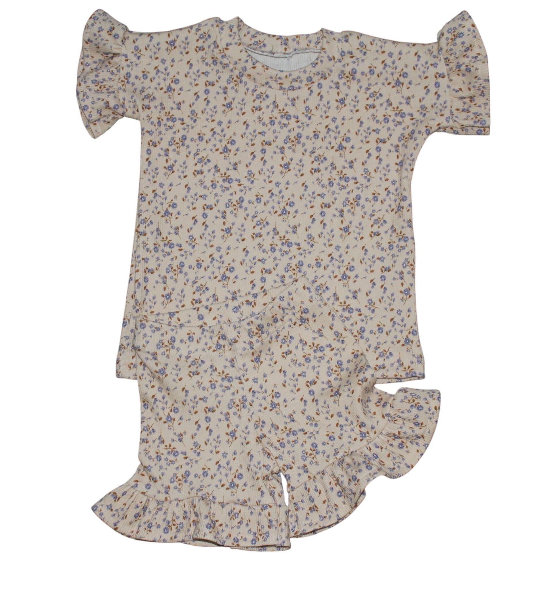 ruffle shirt rib blauw bloem