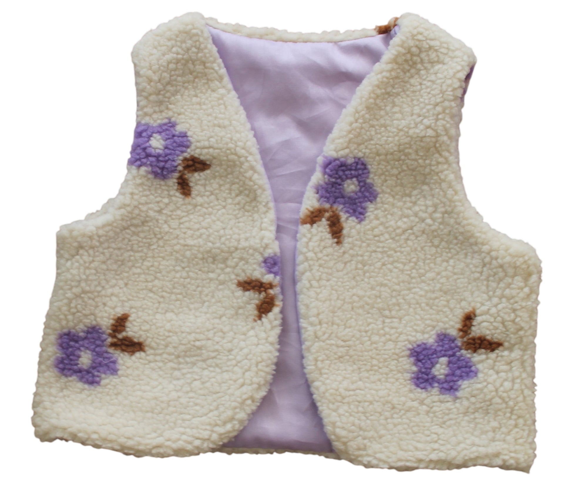 Teddy gilet  lila bloemen