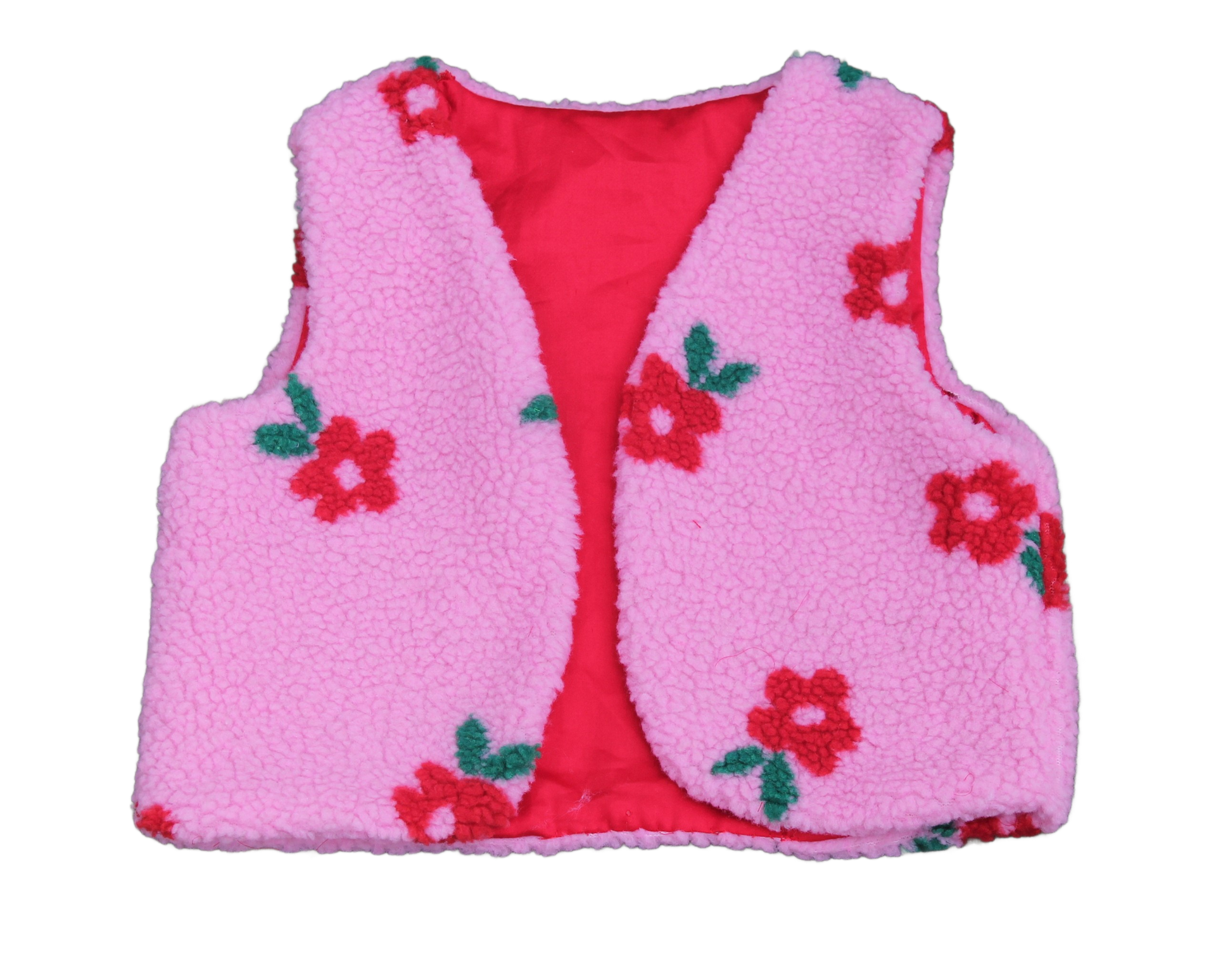 Teddy gilet  rode bloemen
