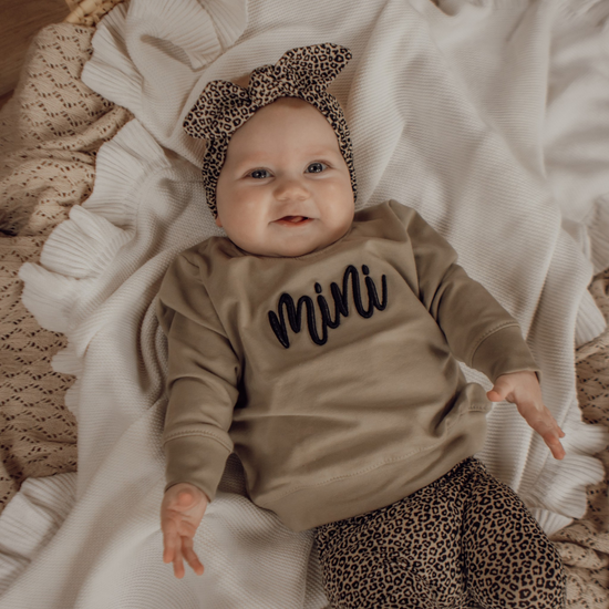 Geborduurde Sweater mini sand