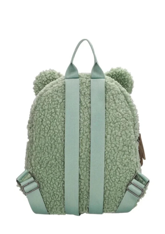 Rugtas teddybeer mint met geborduurde naam