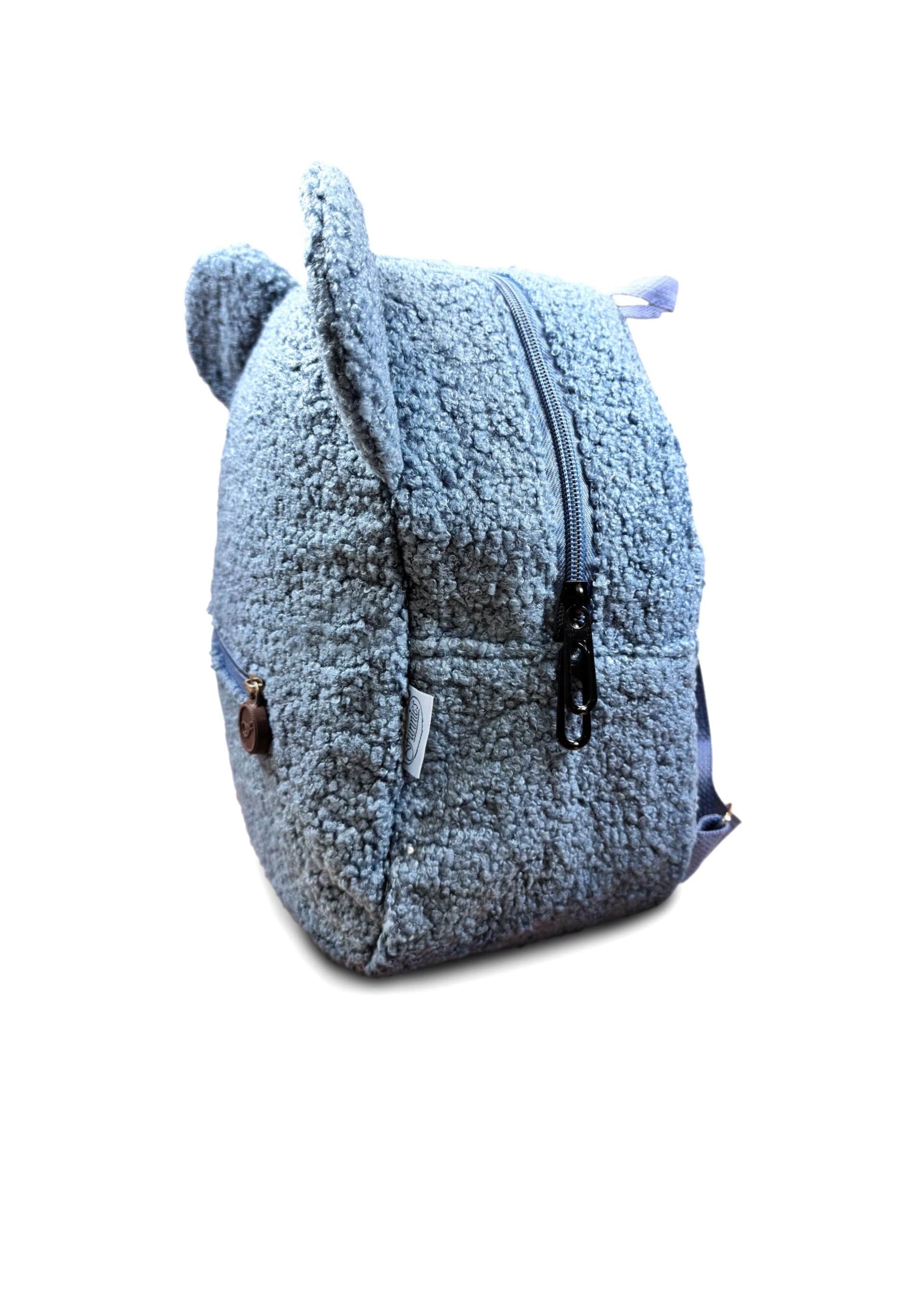Rugtasje teddybeer Blue met geborduurde naam
