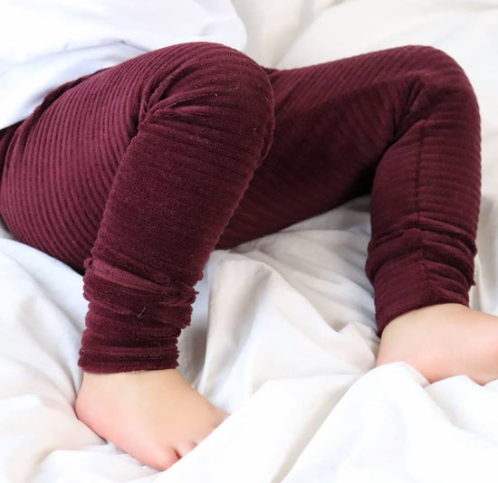 Legging brede rib bordeaux