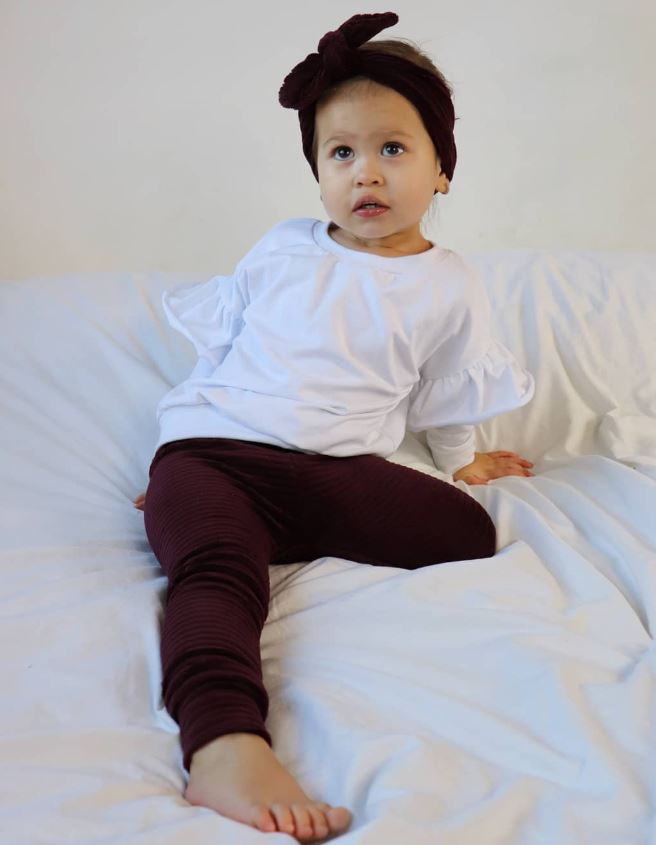 Legging brede rib bordeaux