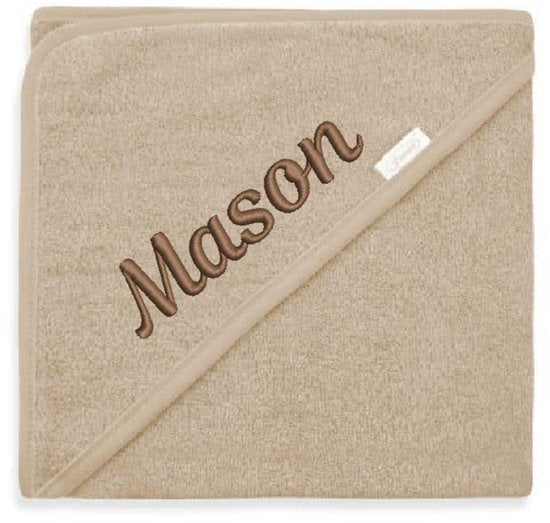 Badcape cream met geborduurde naam