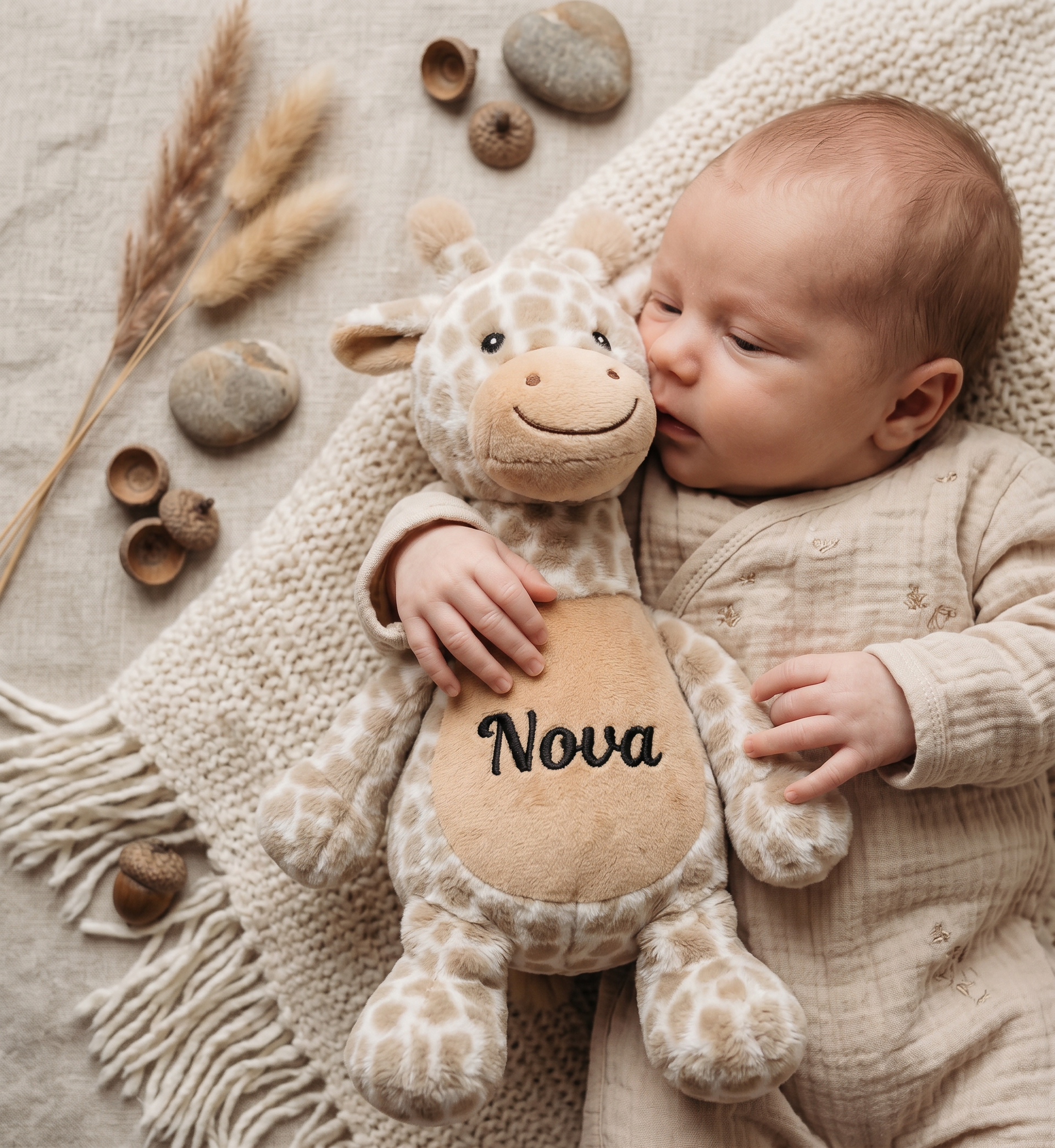 Giraffe 42cm met geborduurde naam