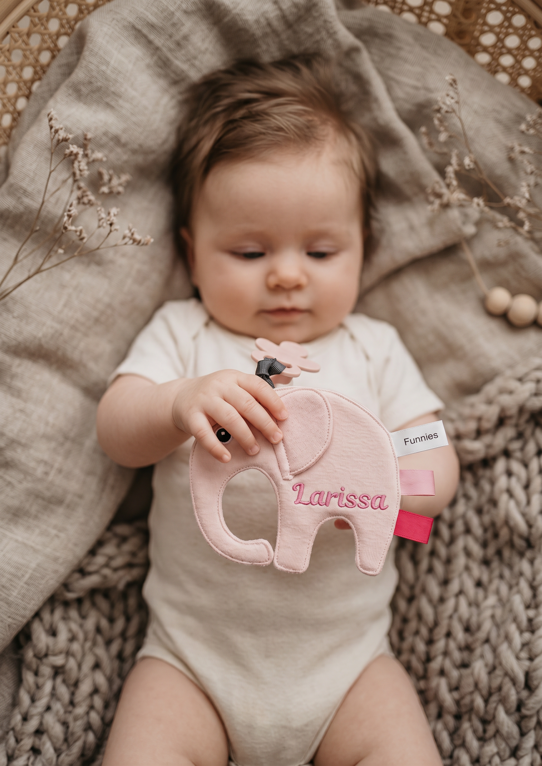 Tutpop/ speendoekje ollie blush met geborduurde naam