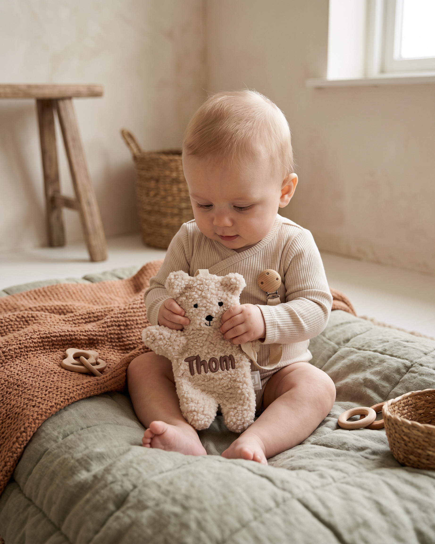 Jollein Speendoekje Teddy bear naturel met naam