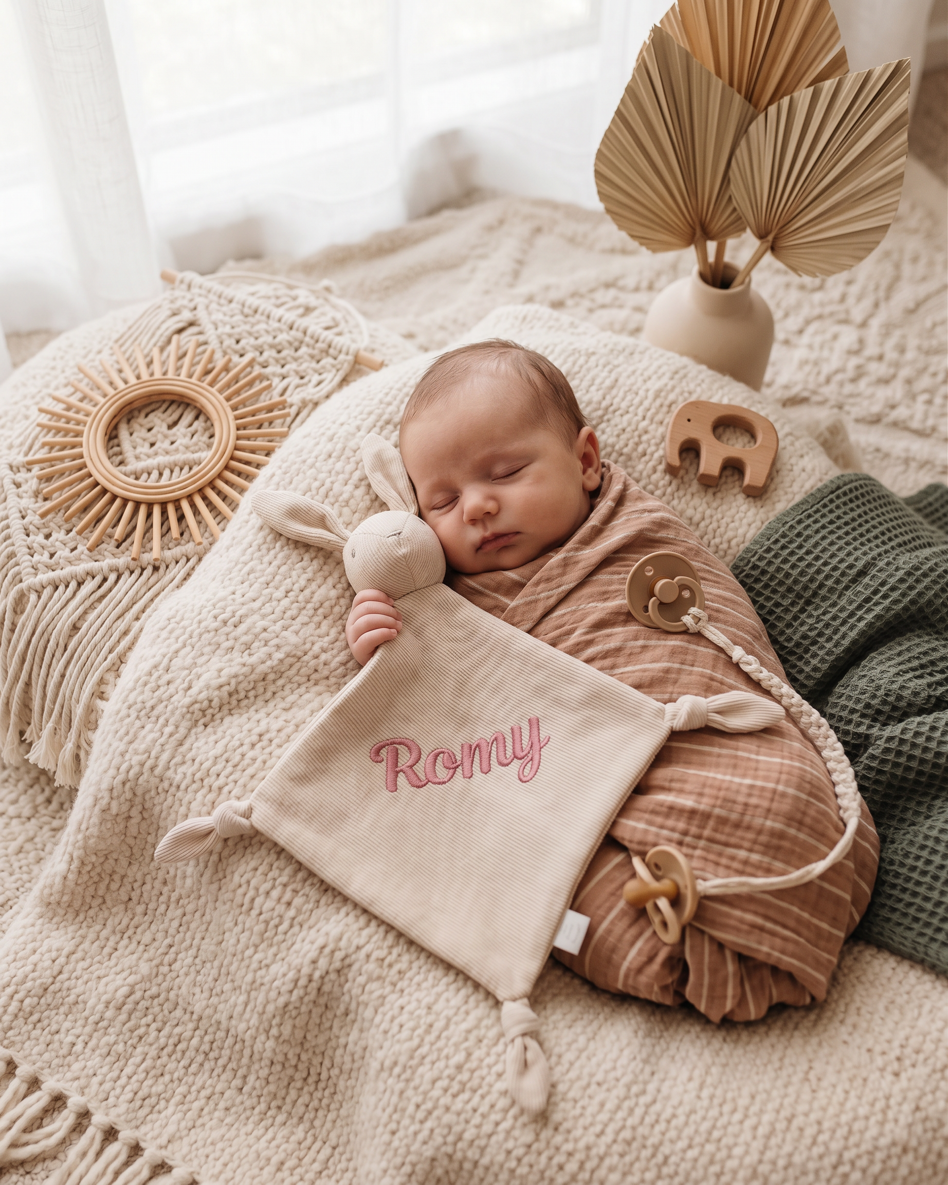 Jollein Speendoekje Bunny Ears - Nougat met naam