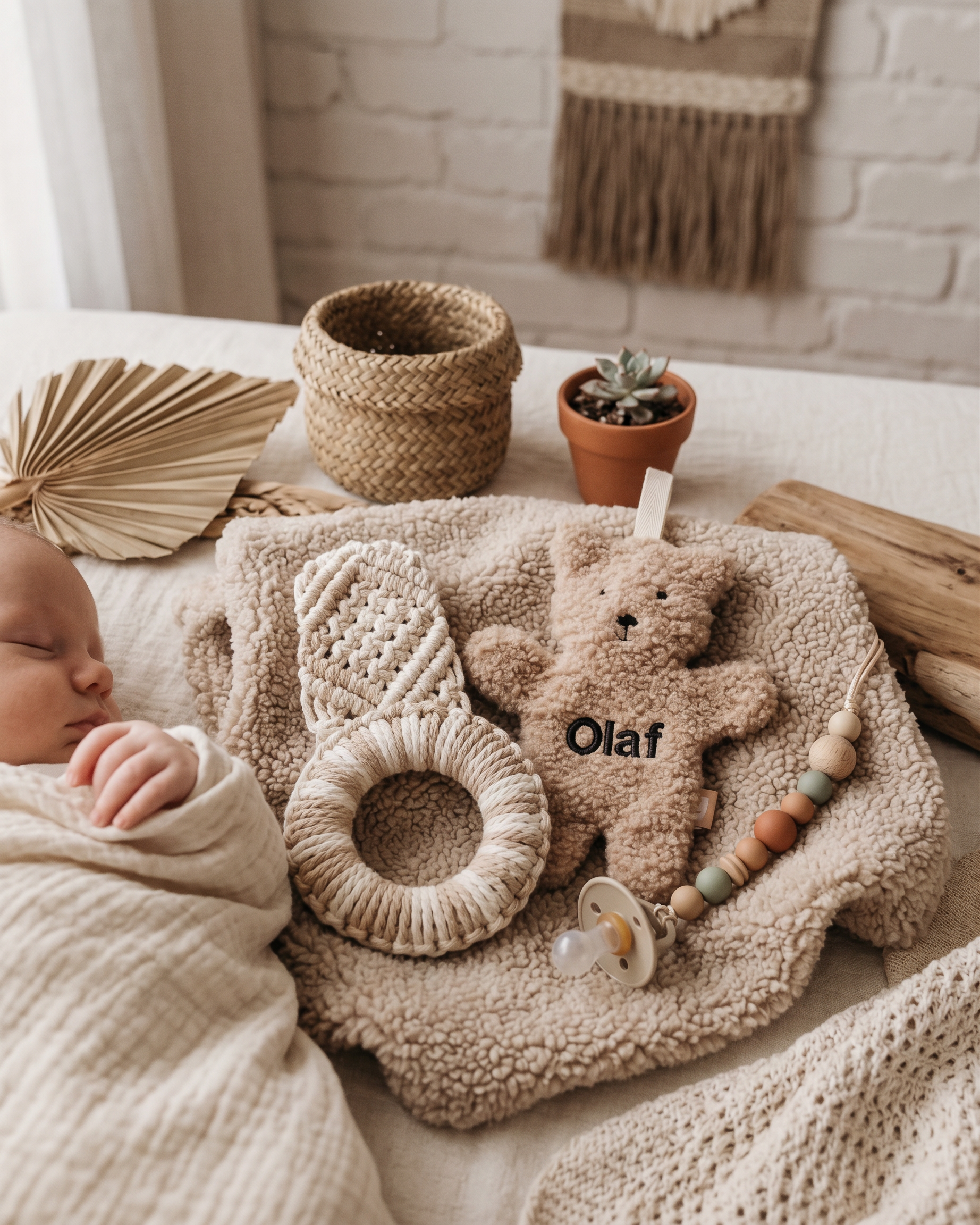 Jollein Speendoekje Teddy bear biscuit met naam