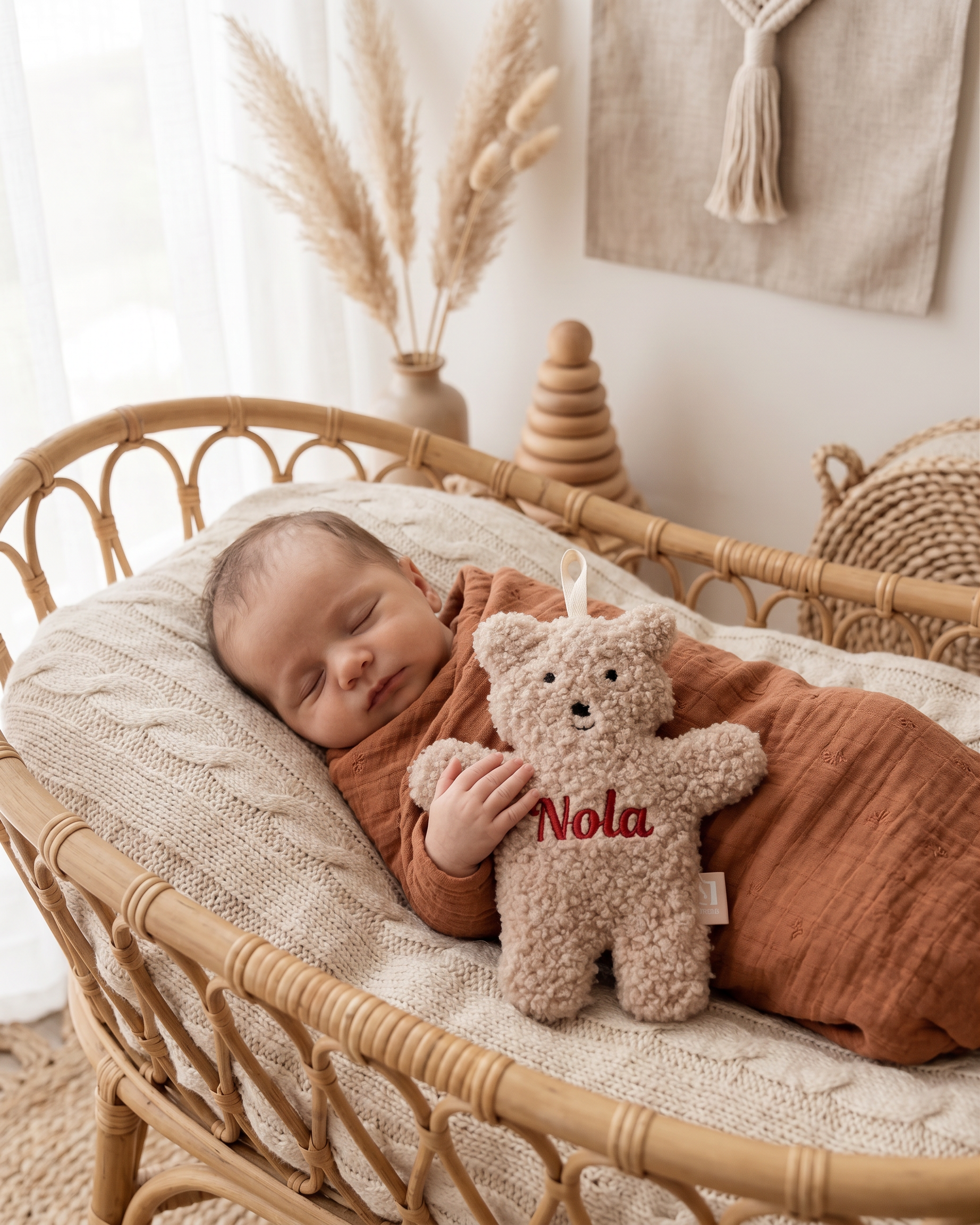 Jollein Speendoekje Teddy bear wild rose met naam