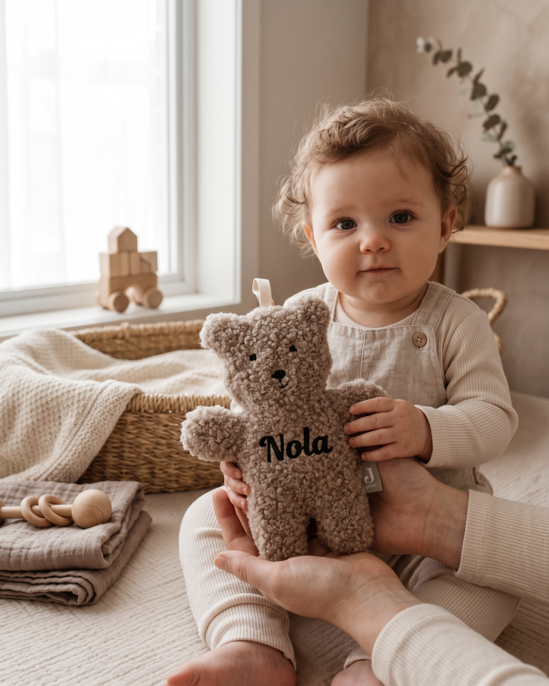 Jollein Speendoekje Teddy bear olive green met naam