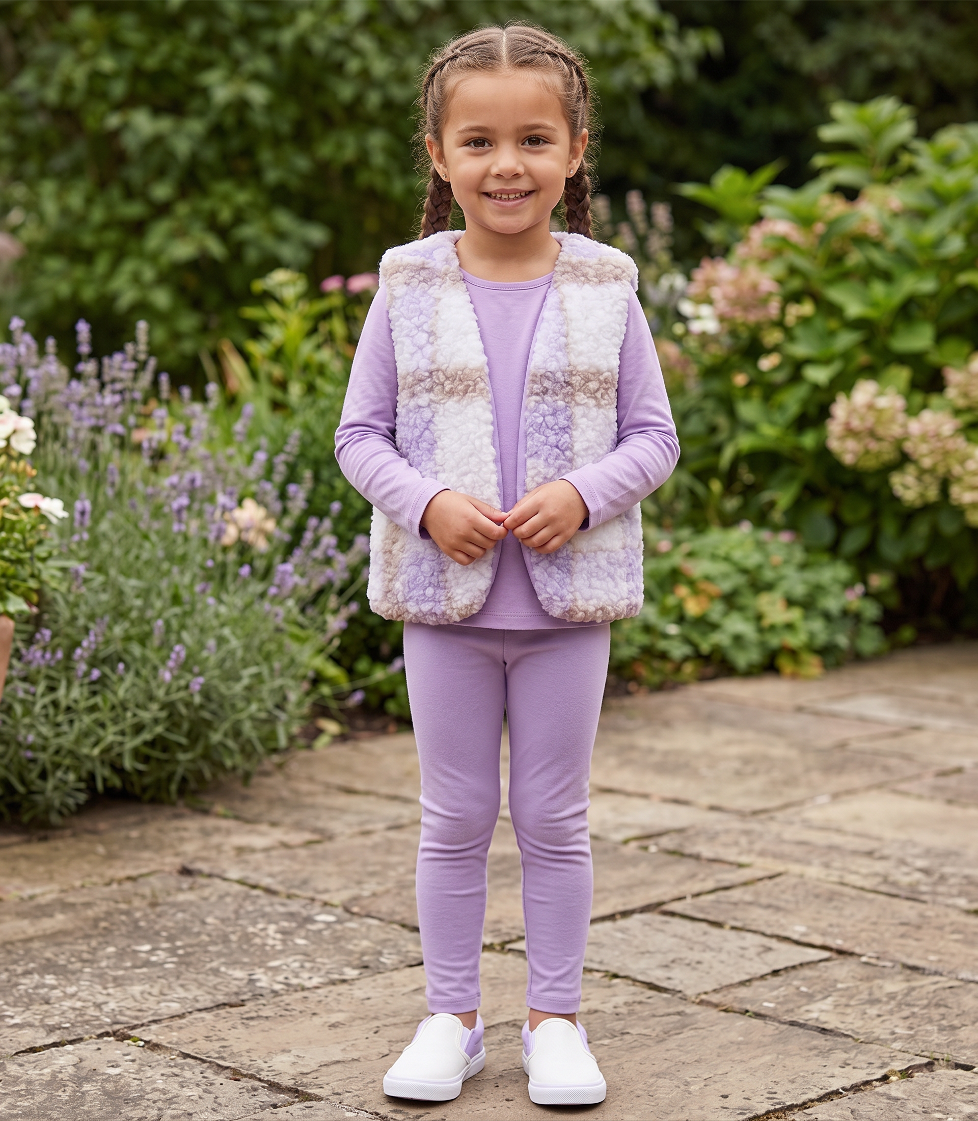 Boucle gilet lila ruit