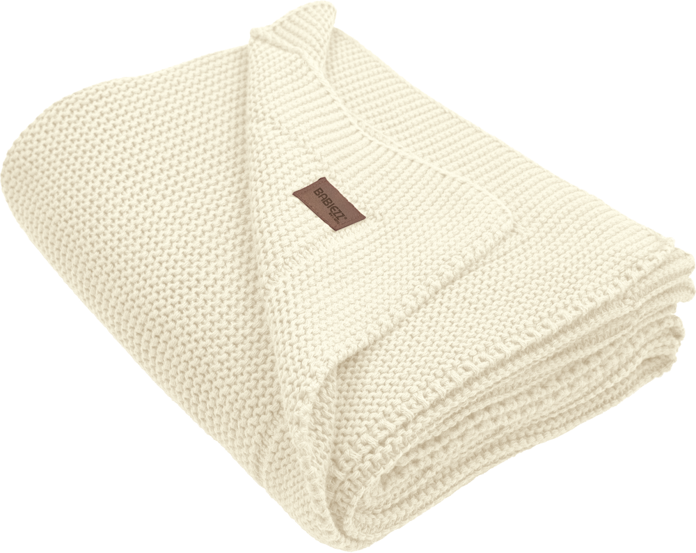Gebreide babydeken 100% Biologisch Katoen cream met geborduurde naam