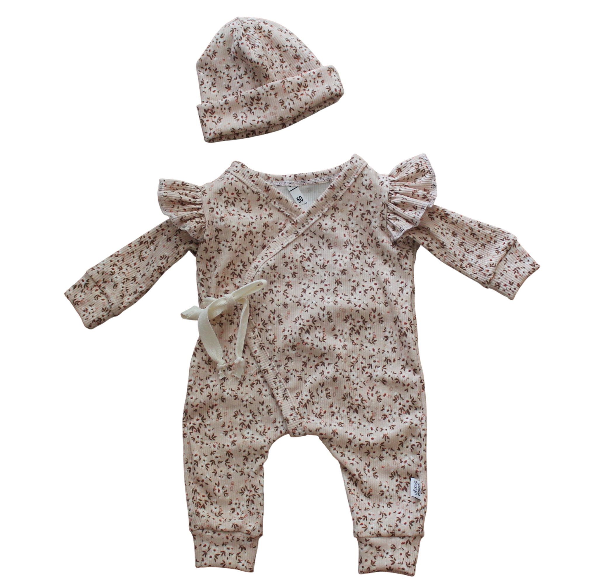 Kimono Boxpakje bloemen beige