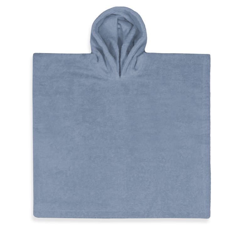 badponcho grey/blue met geborduurde naam