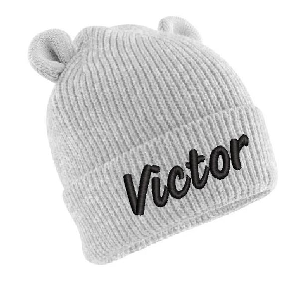 Biologische babybeanie met oren grijs