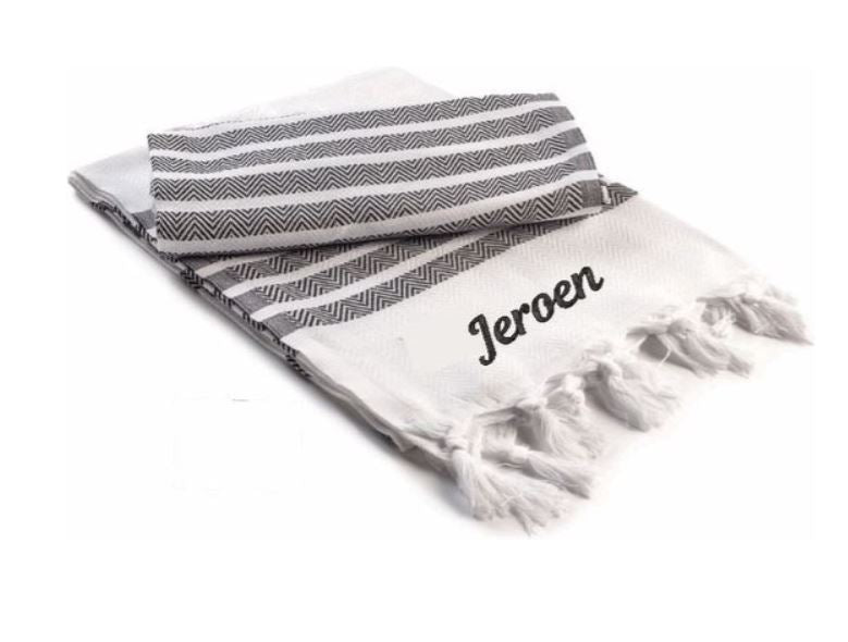 Hamamdoek met geborduurde naam