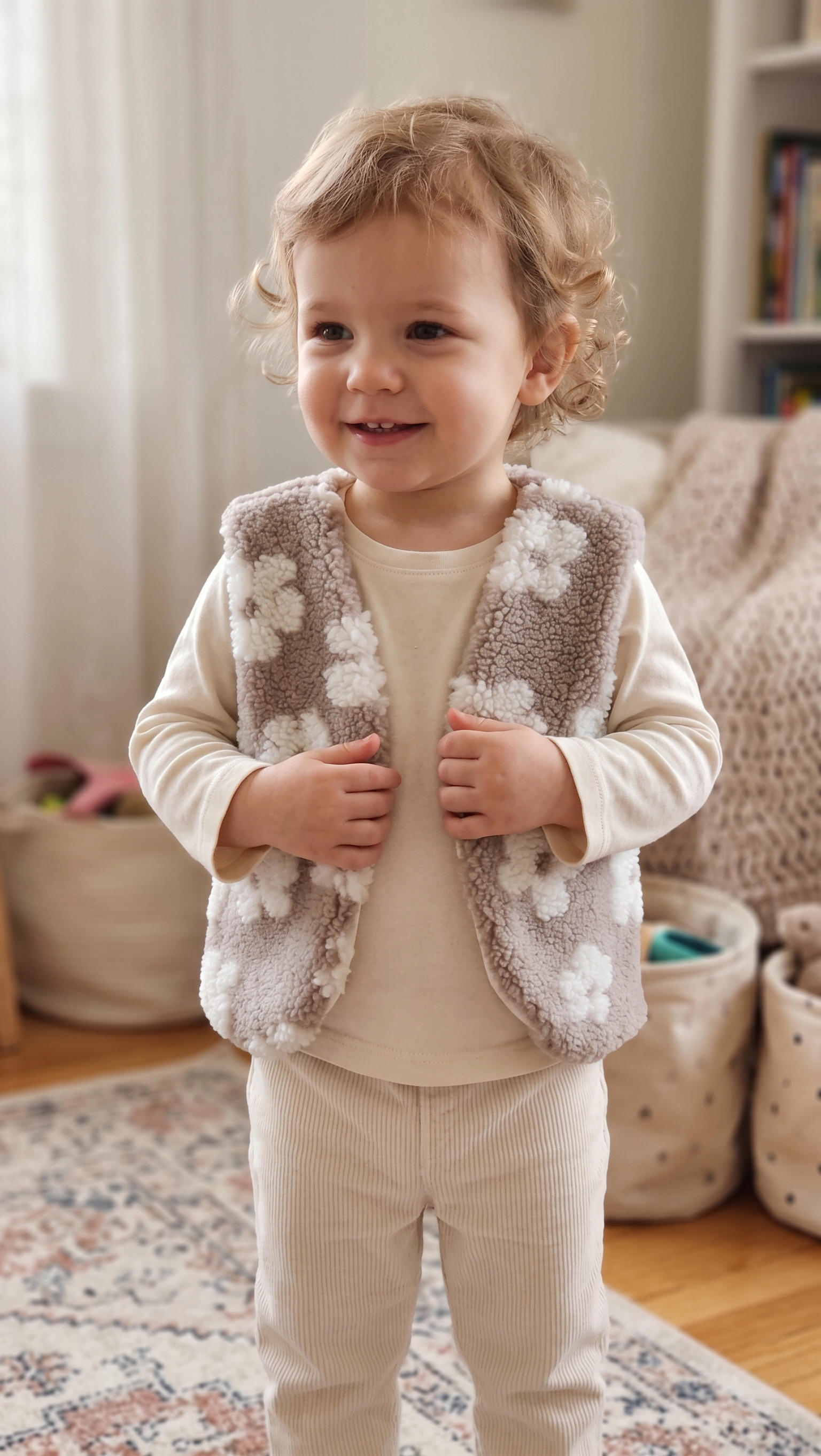 Teddy Gilet daisy taupe