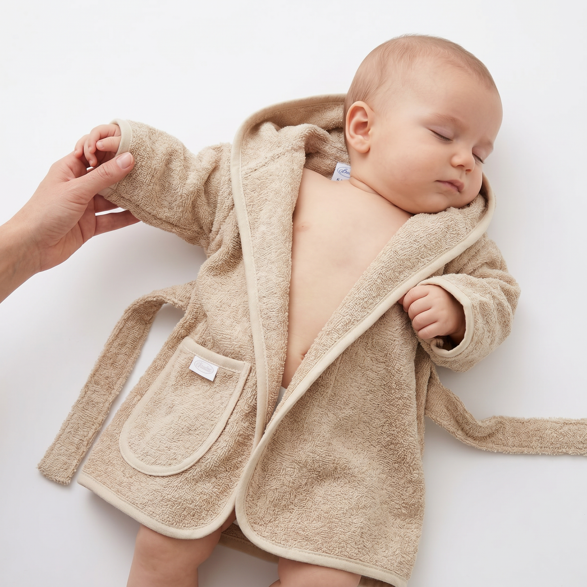 Badjas cream met Naam geborduurd voor Baby of Kind | Gepersonaliseerd Cadeau