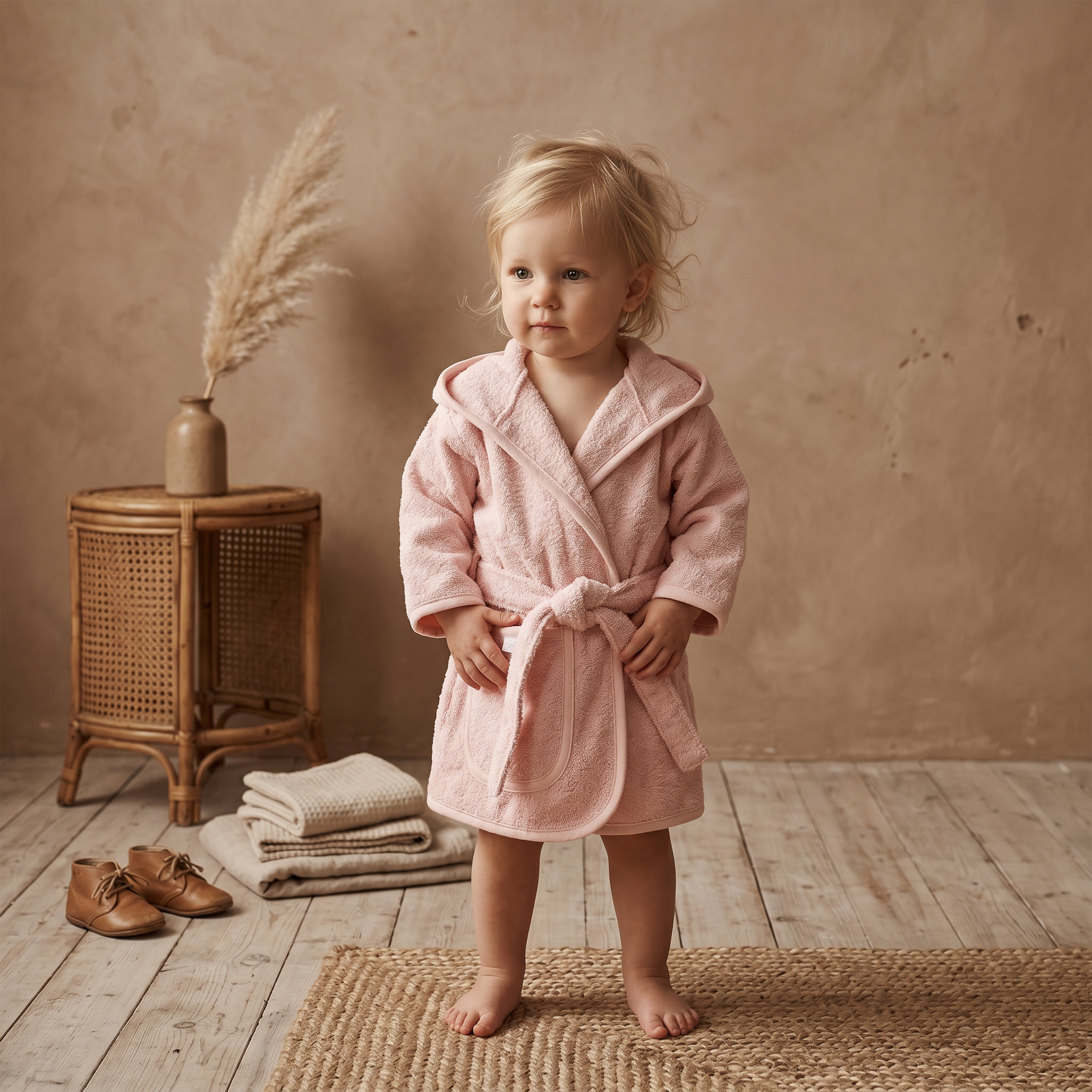 Badjas Blush met Naam geborduurd voor Baby of Kind | Gepersonaliseerd Cadeau