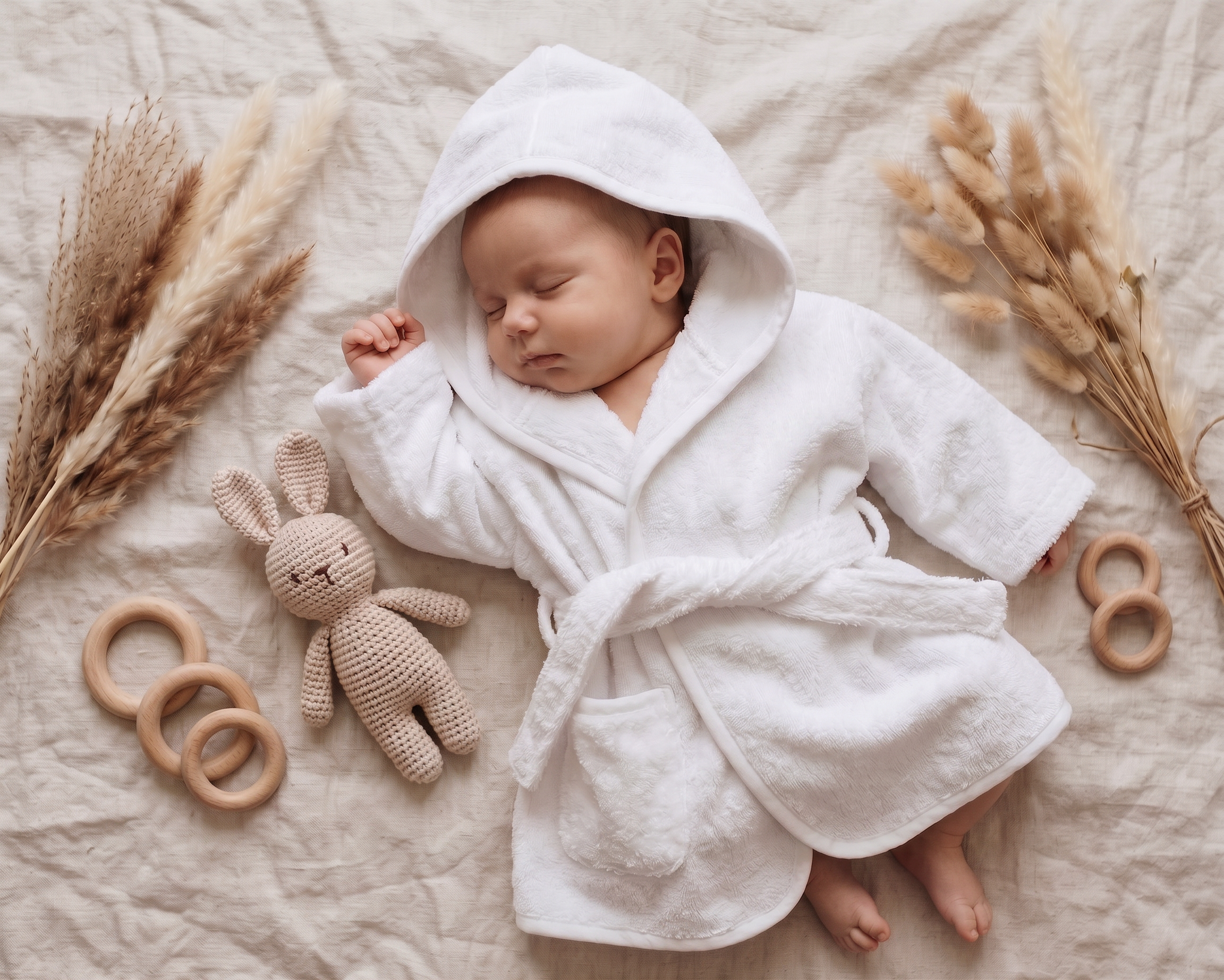 Badjas wit met Naam geborduurd voor Baby of Kind | Gepersonaliseerd Cadeau