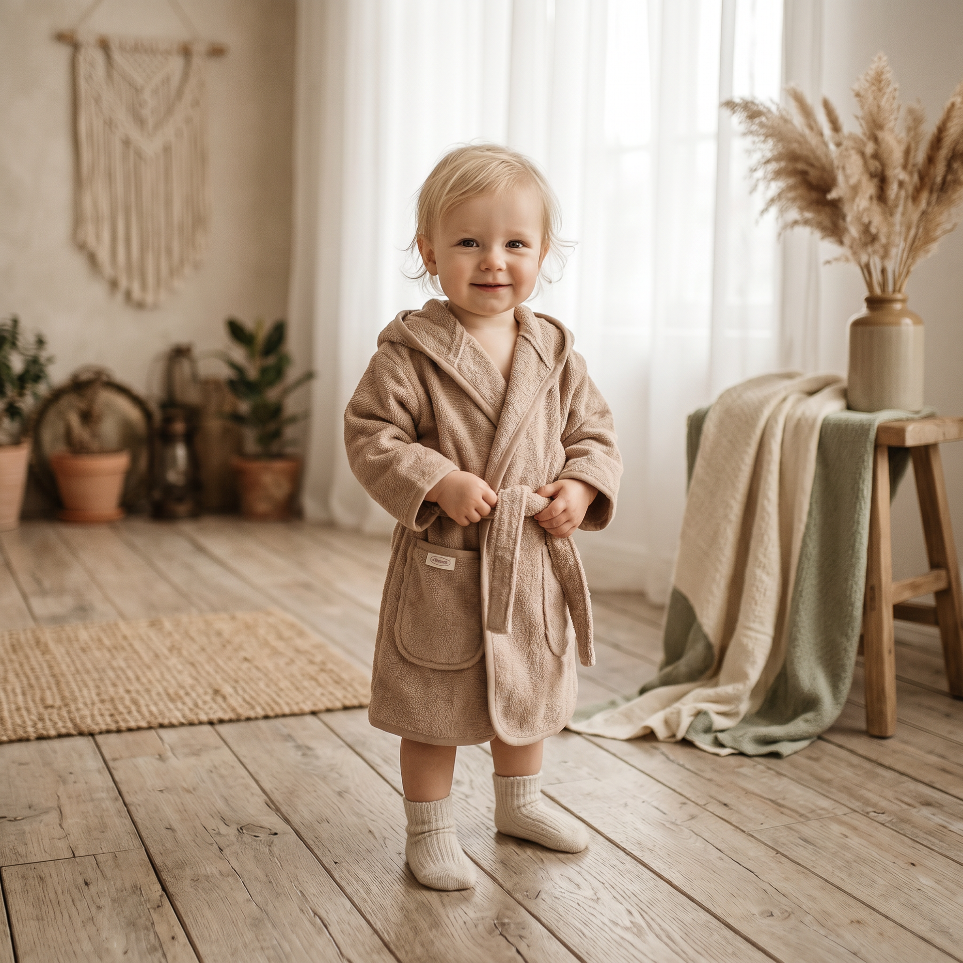 Badjas pink stone met Naam geborduurd voor Baby of Kind | Gepersonaliseerd Cadeau