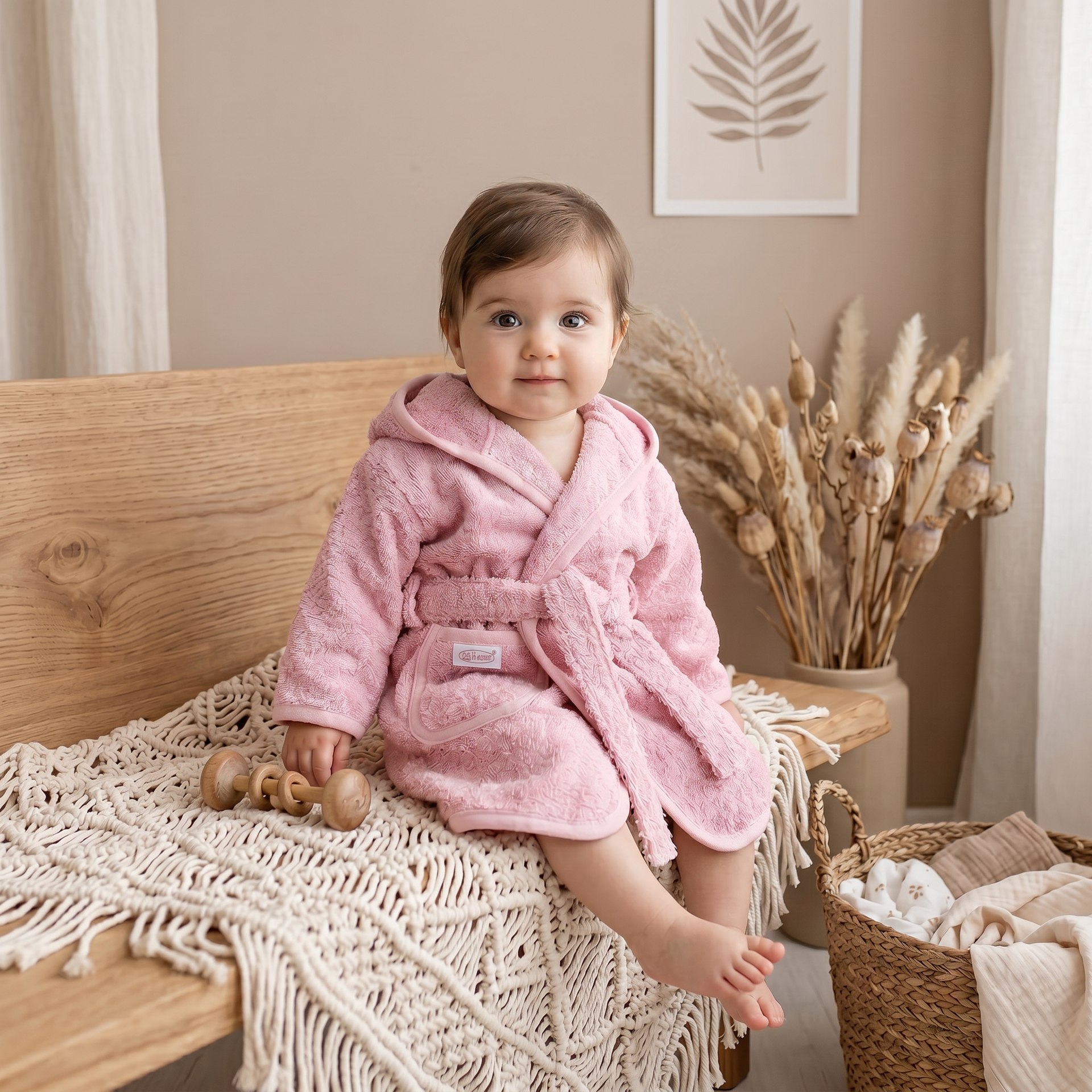 Badjas roze met Naam geborduurd voor Baby of Kind | Gepersonaliseerd Cadeau
