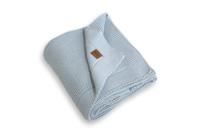 Gebreide babydeken 100% Biologisch Katoen L. blue met geborduurde naam