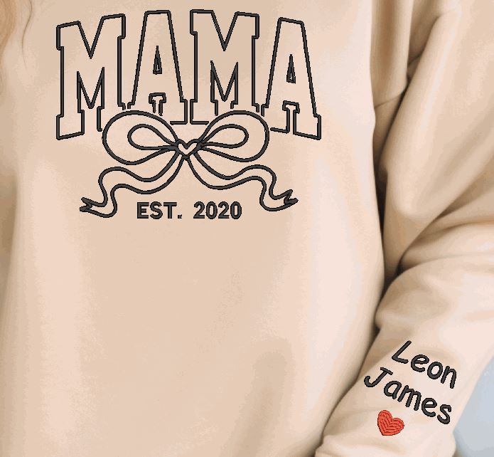 Geborduurde mama sweater + naam kids {kleurkeuze}