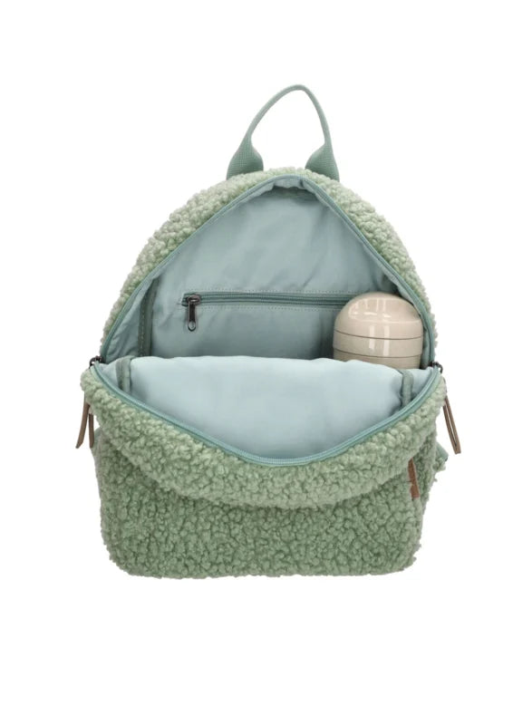 Rugtas teddy mint met geborduurde naam