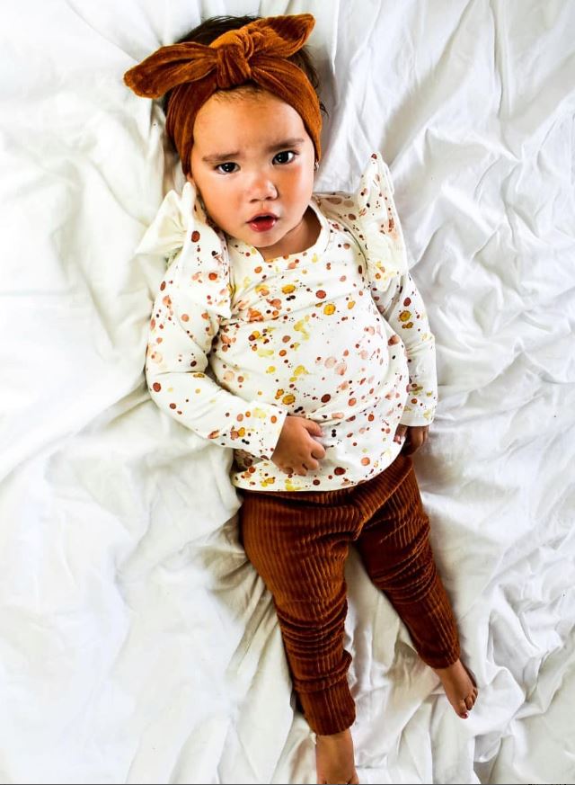 Legging brede rib cognac