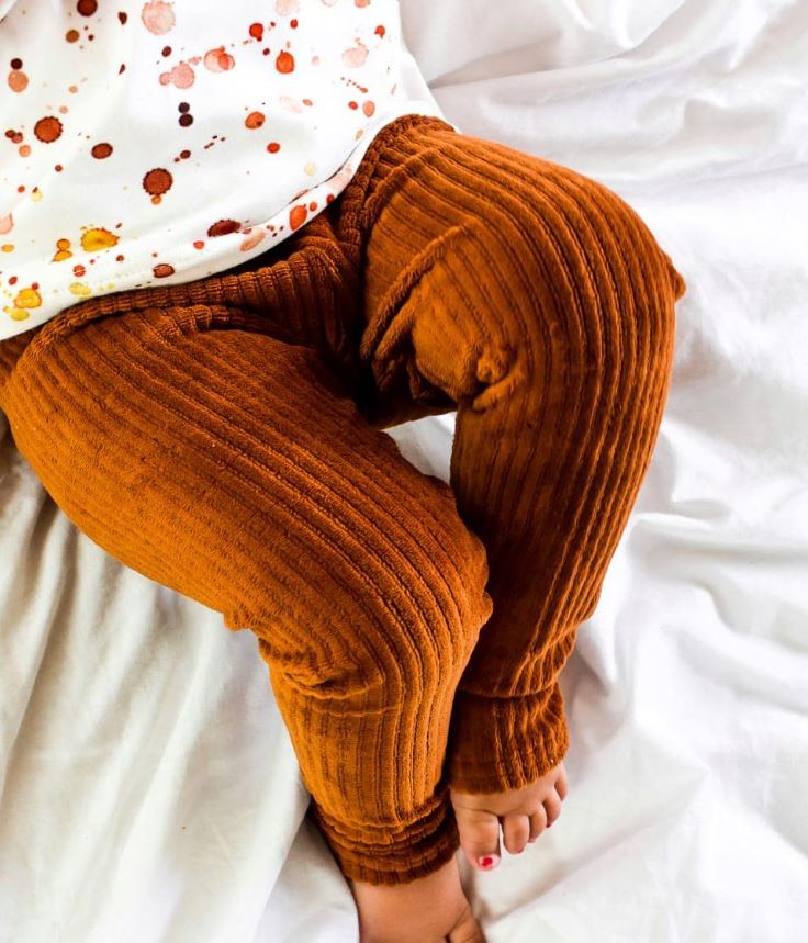 Legging brede rib cognac