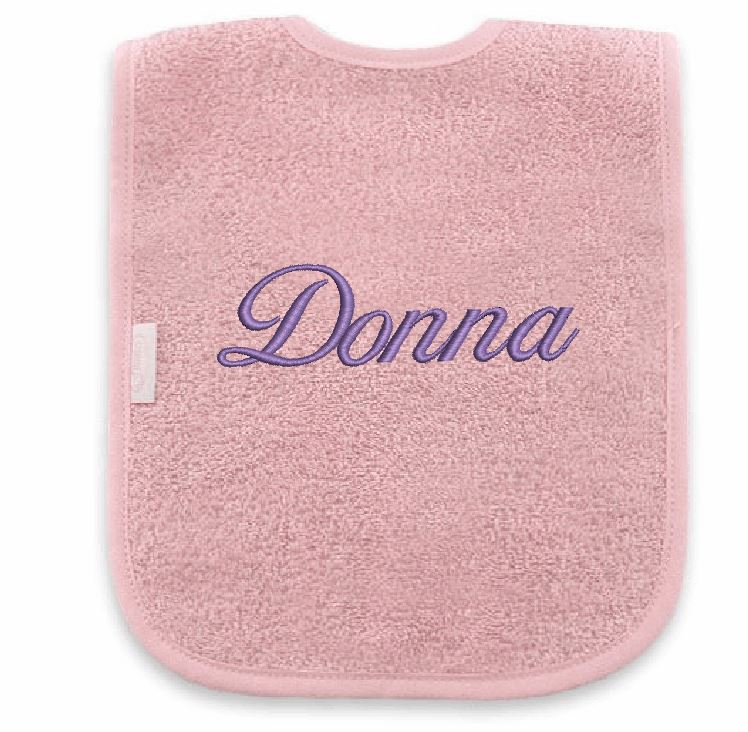Slab met geborduurde naam roze