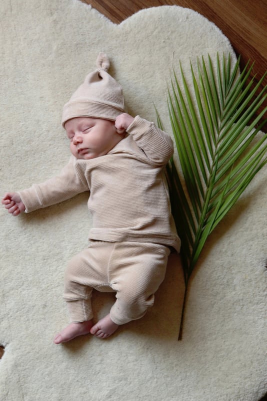 Newborn setje sand rib velour